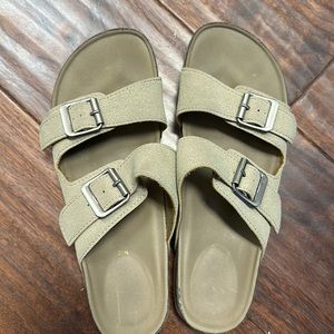 Brown sandals slide on buckle straps Sz 8.5 M